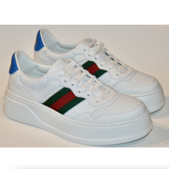 Gucci Shoes - Gucci Web Green/Red GG Monogram Logo Sneakers Shoes